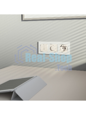 Розетка с заземлением, шторками и USB тип A+C (айвори матовый)
