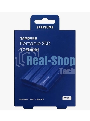 Внешний SSD Samsung T7 Shield, 2TB, USB 3.2 Gen 2 Type-C, R/W 1050/1000, синий