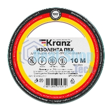 Изолента ПВХ Kranz 0.13х15 мм, 10 м, зеленая (10 шт./уп.)