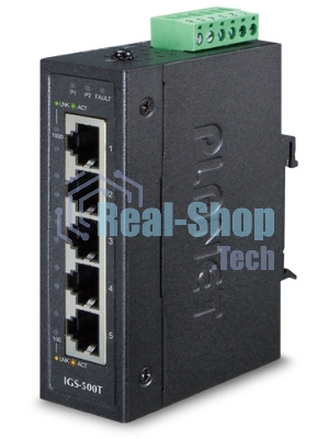 Коммутатор индустриальный неуправляемый Planet IGS-500T IP30 Compact size 5-Port 10/100/1000T Gigabit Ethernet Switch (-40~75 degrees C)