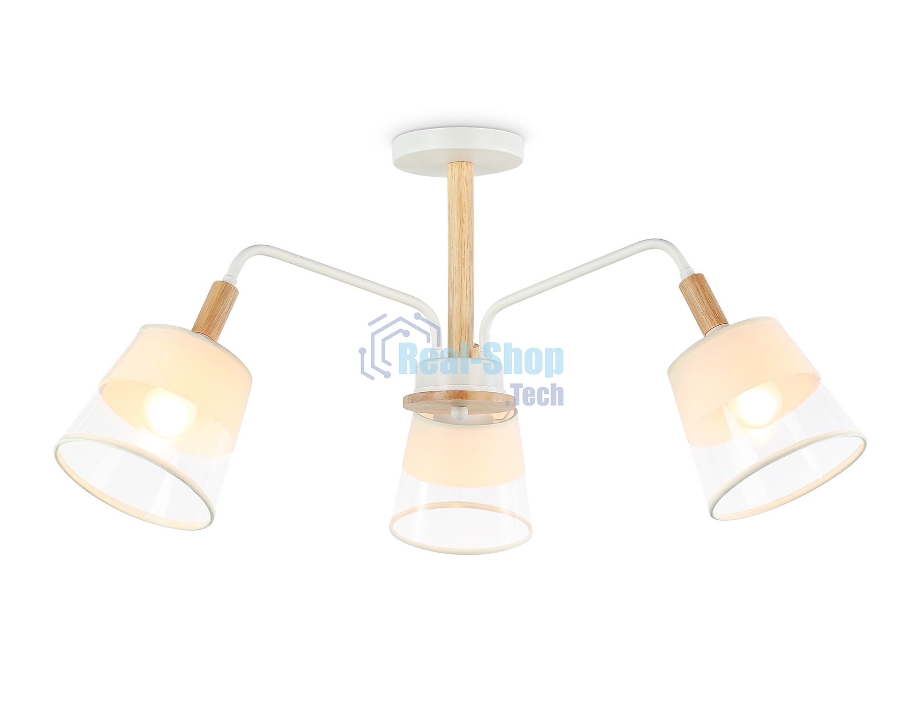 Светильник Ambrella light TR4737/3 WH/LW белый/светлое дерево E27/3 max 40W D760*350
