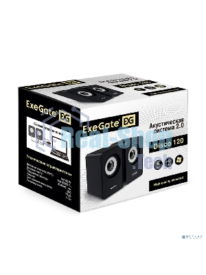 Акустическая система 2.0 ExeGate EX287054RUS Disco 120 (питание USB, 2х3Вт (6Вт RMS), 100-20000Гц, черный)