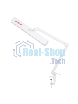 Лампа настольная бестеневая на струбцине Rexant ECO light, 324 SMD LED с диммером, теплый/холодный цвет свечения, белая