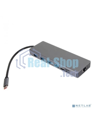 USB-концентратор VCOM CU4706, USB Type-C, HDMI/DP/USB3.0/TC/USB2.0/RJ45/SD/TF/PD/3.5 мм jack, USB Type-C