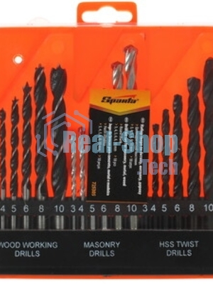 Набор сверл по бетону, металлу, дереву Sparta 3-4-5-6-8-10 мм, 18 шт. пласт. бокс, цилин. хвост.