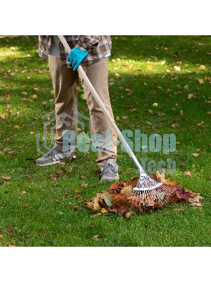 Грабли веерные стальные Сибртех 350 мм, 18 круглых зубьев, оцинкованные, без черенка