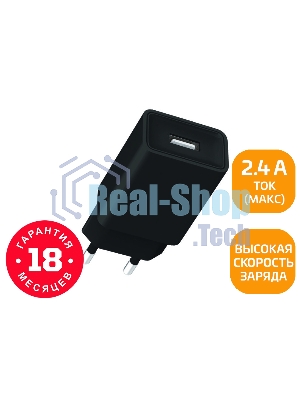 Сетевое зарядное устройство GoPower GP1U 1USB 2.4A 12W черный (1/120/480)
