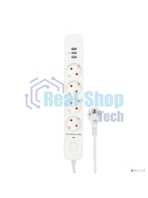 Сетевой фильтр Гарнизон 2.0 Мультипорт EPS-4-U3-W-4, 4 р, 10А, 3xUSB, 4 м, ур.защиты 2+, белый, пакет