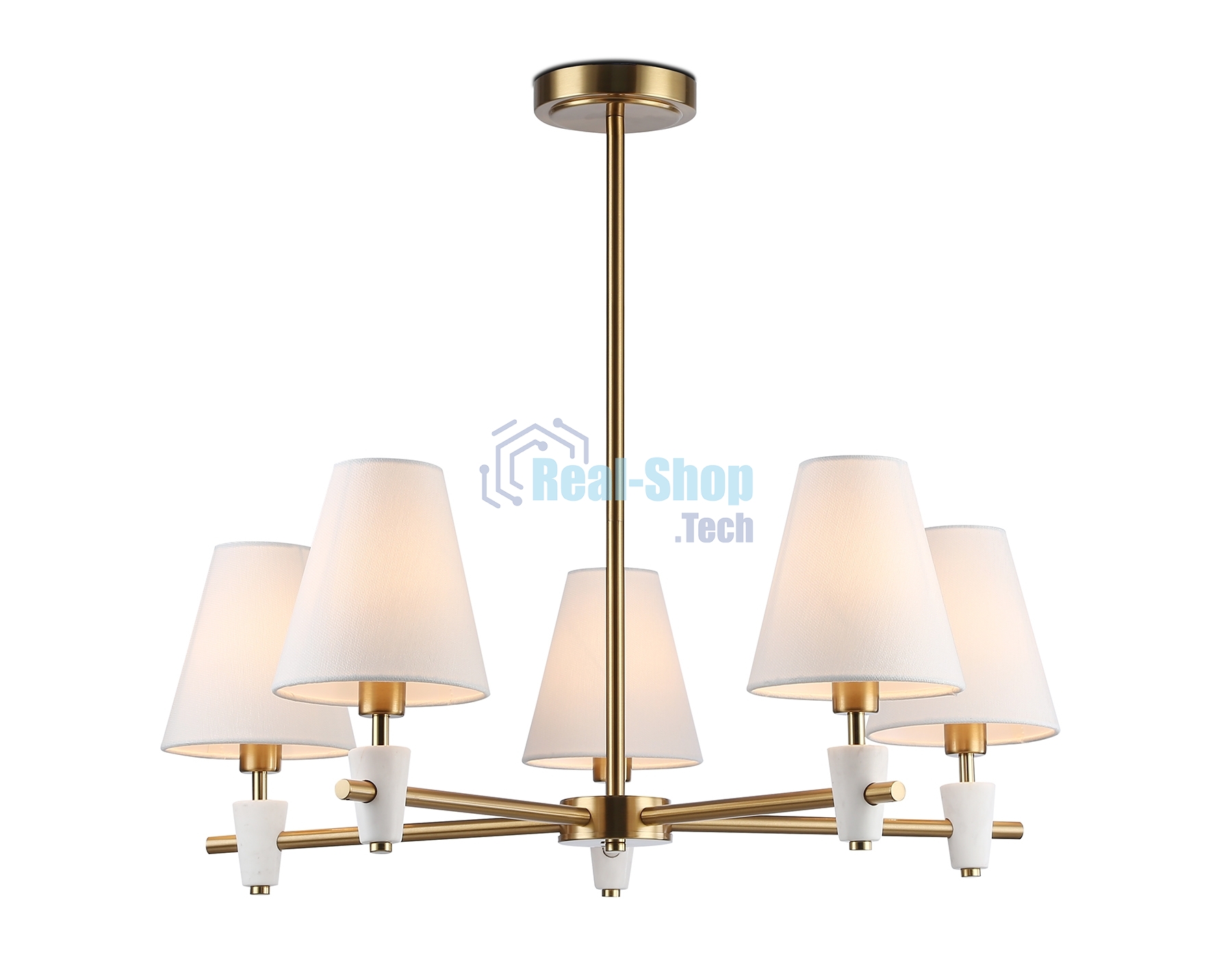 Люстра Ambrella light LH75044/5 BS/WH латунь/белый E14*5 max 40W D700*580