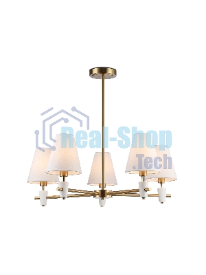 Люстра Ambrella light LH75044/5 BS/WH латунь/белый E14*5 max 40W D700*580