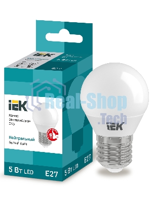 Лампа светодиодная IEK LLE-G45-5-230-40-E27 ECO G45 5Вт шар 4000К белый E27 450лм 230-240В