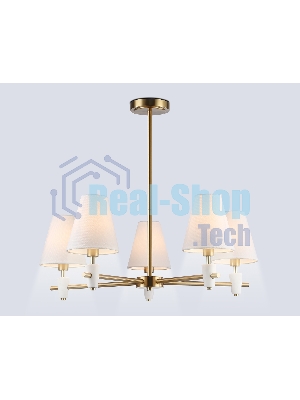 Люстра Ambrella light LH75044/5 BS/WH латунь/белый E14*5 max 40W D700*580