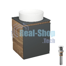 Тумба Bau Dream Blackwood 50 графит, раковина BAU Dream круглая D41, выпуск клик клак, белый