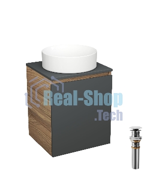Тумба Bau Dream Blackwood 50 графит, раковина BAU Dream круглая D41, выпуск клик клак, белый