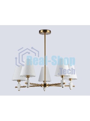 Люстра Ambrella light LH75044/5 BS/WH латунь/белый E14*5 max 40W D700*580