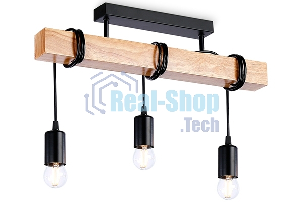Светильник Ambrella light TR8182/3 BK/LW черный/светлое дерево E27*3 max 40W 500*50*420