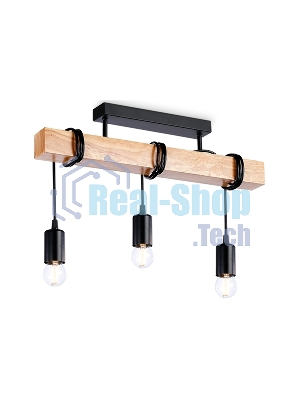 Светильник Ambrella light TR8182/3 BK/LW черный/светлое дерево E27*3 max 40W 500*50*420