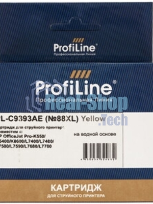Картридж струйный ProfiLine PL-C9393AE №88 для принтеров HP Office jet HP Office jet K550/K550 dtn/K550dtwn/K5400/K5400dn/K8600/L7380/L7590 Yellow водные