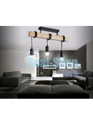 Светильник Ambrella light TR8182/3 BK/LW черный/светлое дерево E27*3 max 40W 500*50*420