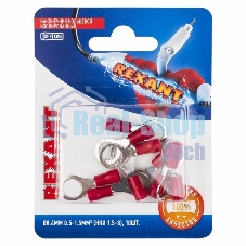 Наконечник кольцевой Rexant изолированный, ø8.4 мм, 0.5-1.5 мм², НКи 1.5-8/НКи 1,25-8/RV1.25-8, красный, в упак. 10 шт.