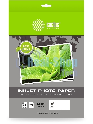 Фотобумага Cactus CS-GA4180100ED A4/180г/м2/100л./белый глянцевое для струйной печати