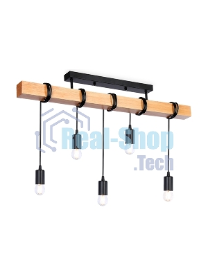 Светильник Ambrella light TR8183/5 BK/LW черный/светлое дерево E27*5 max 40W 800*50*420