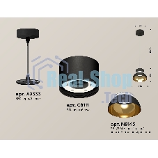Светильник Ambrella Light XP8111051 SBK/PYG/CL черный песок/золото желтое полированное/прозрачный GX53