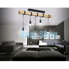 Светильник Ambrella light TR8183/5 BK/LW черный/светлое дерево E27*5 max 40W 800*50*420