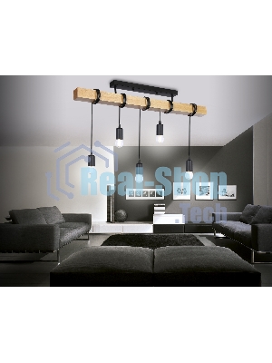Светильник Ambrella light TR8183/5 BK/LW черный/светлое дерево E27*5 max 40W 800*50*420