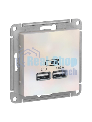Механизм розетки USB AtlasDesign 5В 1порт х 2.1А 2порта х 1.05А жемчуг SchE ATN000433