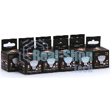 Лампа светодиодная Gauss Black 7Вт цок.:GU5.3 рефлек. 220B 3000K св.свеч.бел.теп. MR16 (упак.:10шт) (101505107)