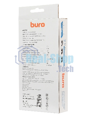 Сетевой фильтр Buro 800SH-3-B 3 м, 8 розеток, черный, коробка
