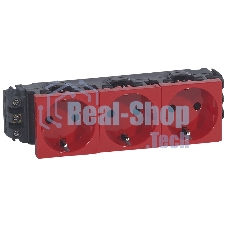 Розетка DLP 6M 3х2К+З нем.ст., с винт. заж., красная