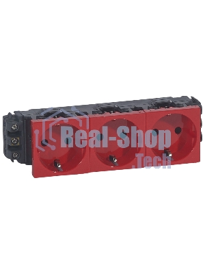 Розетка DLP 6M 3х2К+З нем.ст., с винт. заж., красная