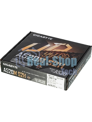Материнская плата Gigabyte A520M S2H, AM4, AMD A520, 2xDDR4, 4xSATA, 1xM.2, 1xPCIe 3.0 x16, 2xPCIe x1, 1xHDMI, 1xDVI-D, 1xVGA, 1x 1Gb LAN, 4xUSB-A 3.2 Gen 1, 2xUSB-A 2.0, 3x3.5 мм, 7.1, mATX