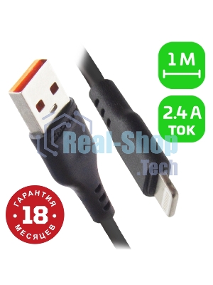 Кабель GoPower GP01L USB (m)-Lightning (m) 1.0м 2.4A ПВХ черный (1/800)