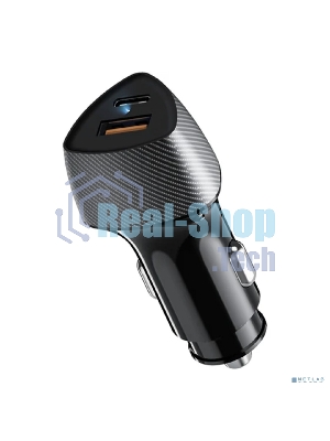 Автомобильное зарядное устройство с двумя портами Rexant (USB-A QC 3.0 + USB-C PD) со световой индикацией, 51Вт, черное