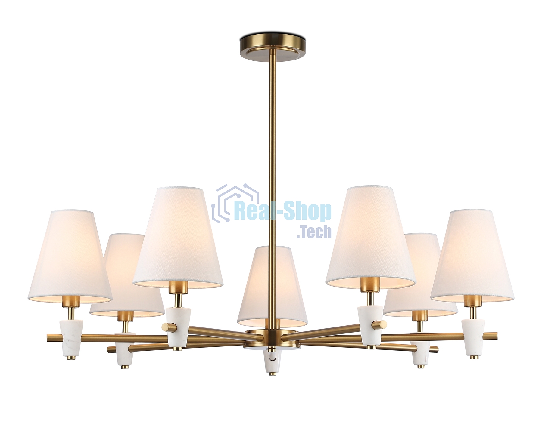 Люстра Ambrella light LH75045/7 BS/WH латунь/белый E14*7 max 40W D840*580
