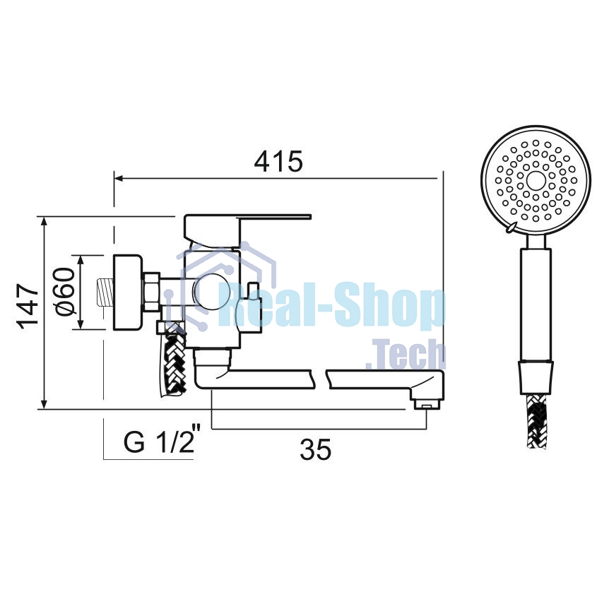 SUS124BL-006EP Смеситель для ванны, ø35