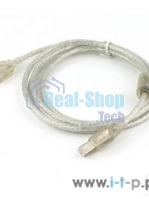 Кабель USB2.0 Pro Cablexpert CCF-USB2-AMBM-TR-6, AM/BM, 1,8м, экран, феррит.кольца, прозрачный, пакет