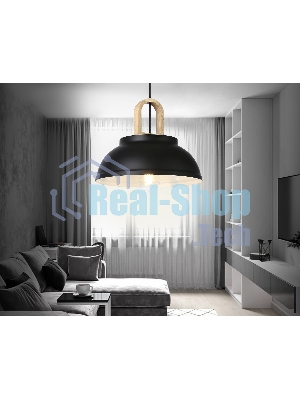 Светильник Ambrella light TR8192 BK/LW черный/светлое дерево E27 max 40W D290*900