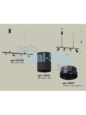 Светильник Ambrella light XB9002100/4 SBK/PBK черный песок/черный полированный MR16 GU5.3 (С9002, С6313, N6131)
