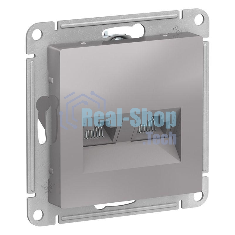 Алюминий Розетка двойная компьютерная RJ45+RJ45, кат.5E, механизм Schneider Electric
