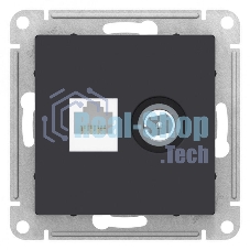 Розетка телевизионная +комп двойная RJ45+TV, кат.5E, механизм, карбон