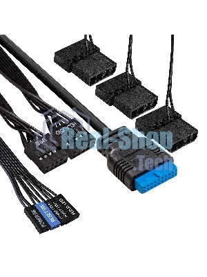 Компьютерный корпус Miditower ExeGate EVO-5001A (ATX, без БП, 2хUSB+1хUSB 3.0+HD Audio, черный, 3 вент.12см с RGb подсветкой, боковая панель - закаленное стекло)