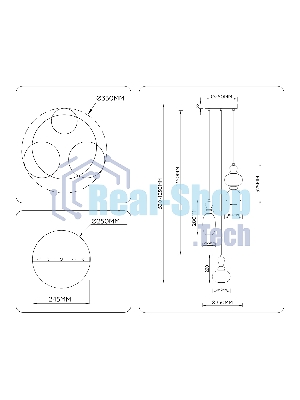 Светильник Ambrella light LH53143/3 BK/WH черный/белый 19W 3000K D330*1630