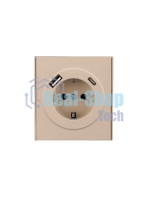 Розетка KRANZ STRONG 1-ая с/з с/у з/ш 16А с USB A+C быстрой зарядки 5В/3А шелк