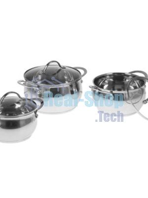 Набор посуды из нерж.стали WEBBER BE-335/6 6 пр. 2,0 л, 2,8 л, 3,8 л