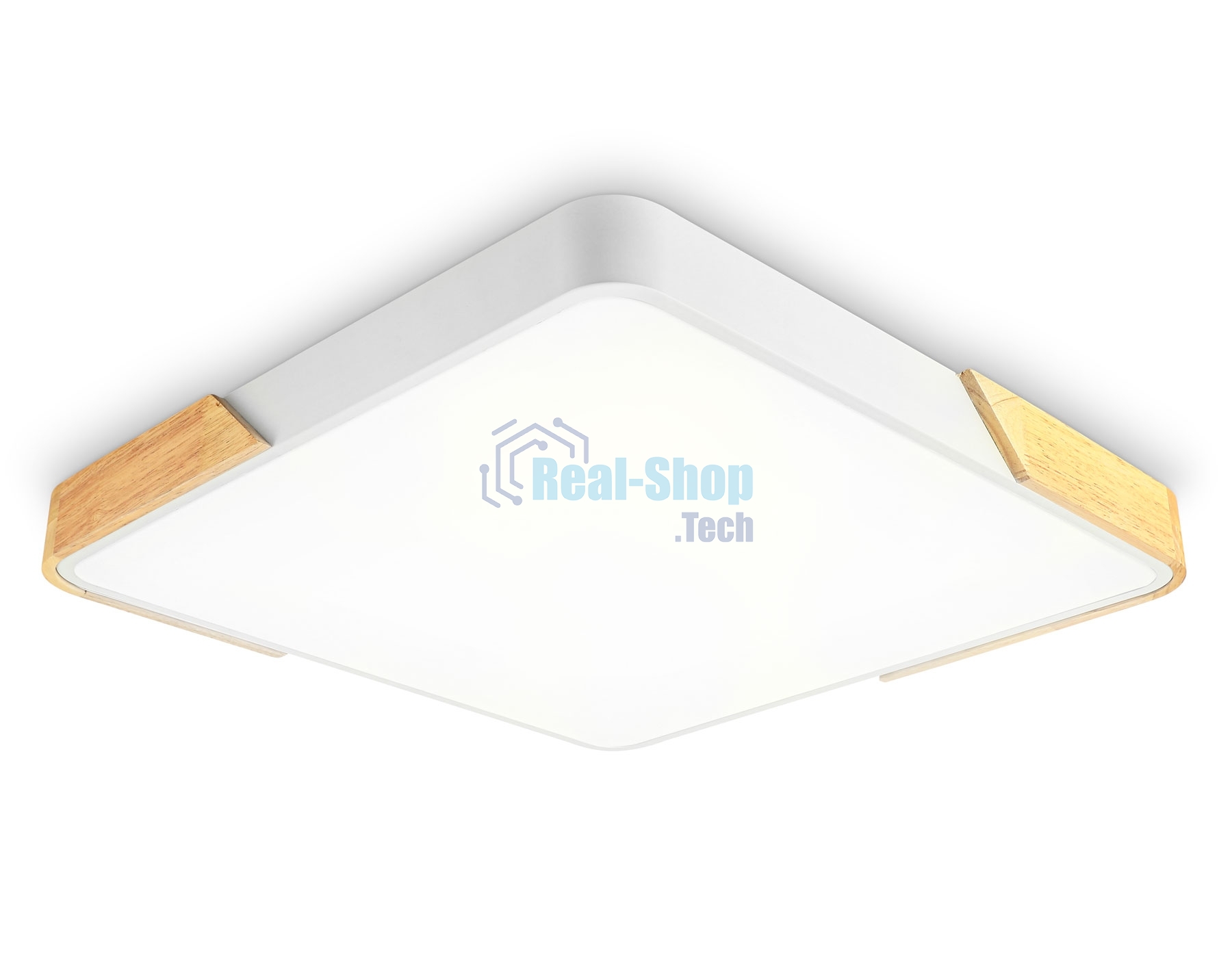 Потолочный светодиодный светильник Ambrella light FZ1312 WH/LW белый/светлое дерево 36W 5000K 400*400*50 (без ПДУ)