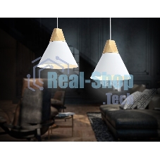 Светильник Ambrella light TR8195 WH/LW белый/светлое дерево E27 max 40W D230*935